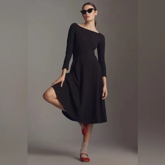 Reformation Wiley Stretch Organic Cotton Blend Fit & Flare Midi Dress Size XS - Picture 5 of 16